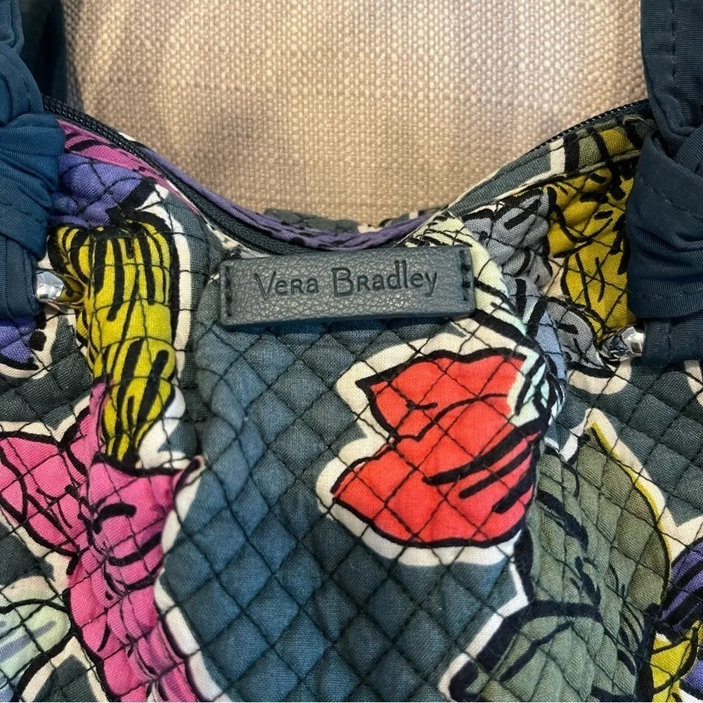 Vera Bradley Hadley Satchel Falling Flowers Bag Green Cross body